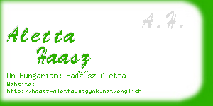 aletta haasz business card